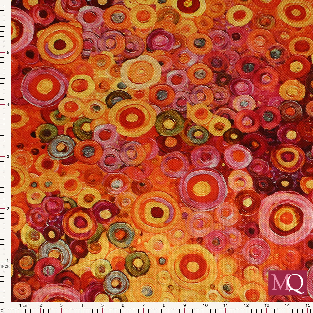 Fleur  by Timeless Treasures  Painted Circle - Geo - Orange