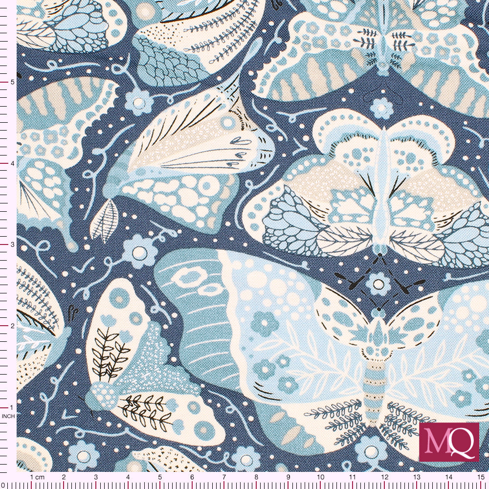 Night Owl by Gingiber for  Moda - Dusk Blue Butterflies
