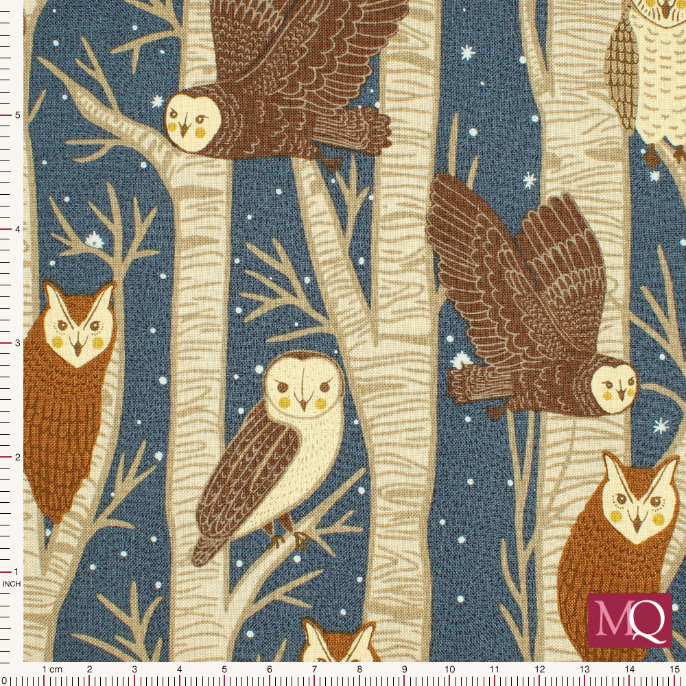 Night Owl by Gingiber for  Moda - Dusk - Blue Night Owl Trees