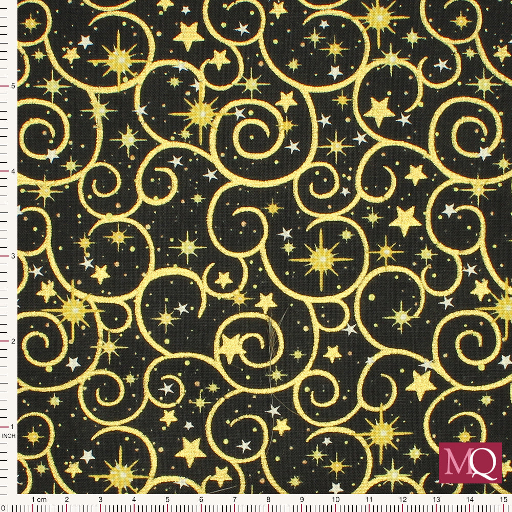 Holiday by Timeless Treasures -  Swirl Metallic Black