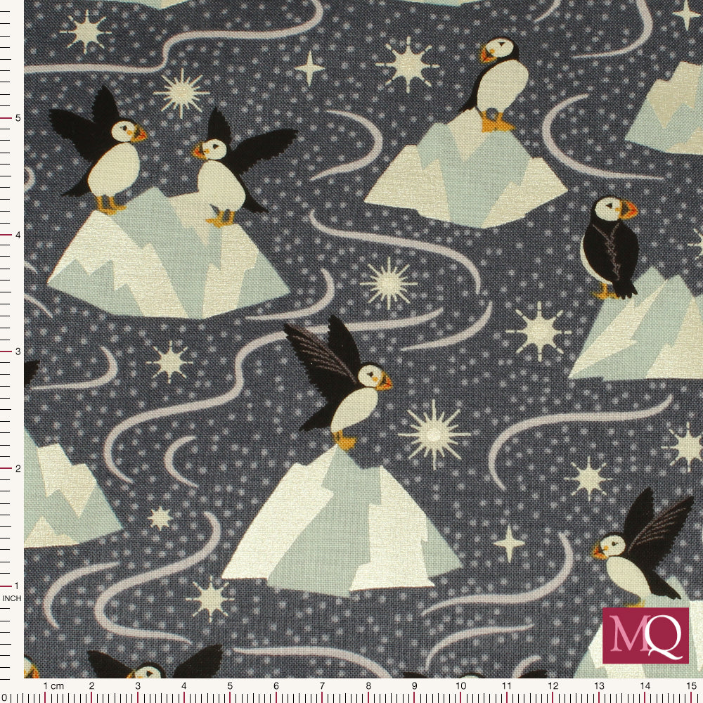 Where the Sky Dances by Lewis and Irene - Puffins on dark blue