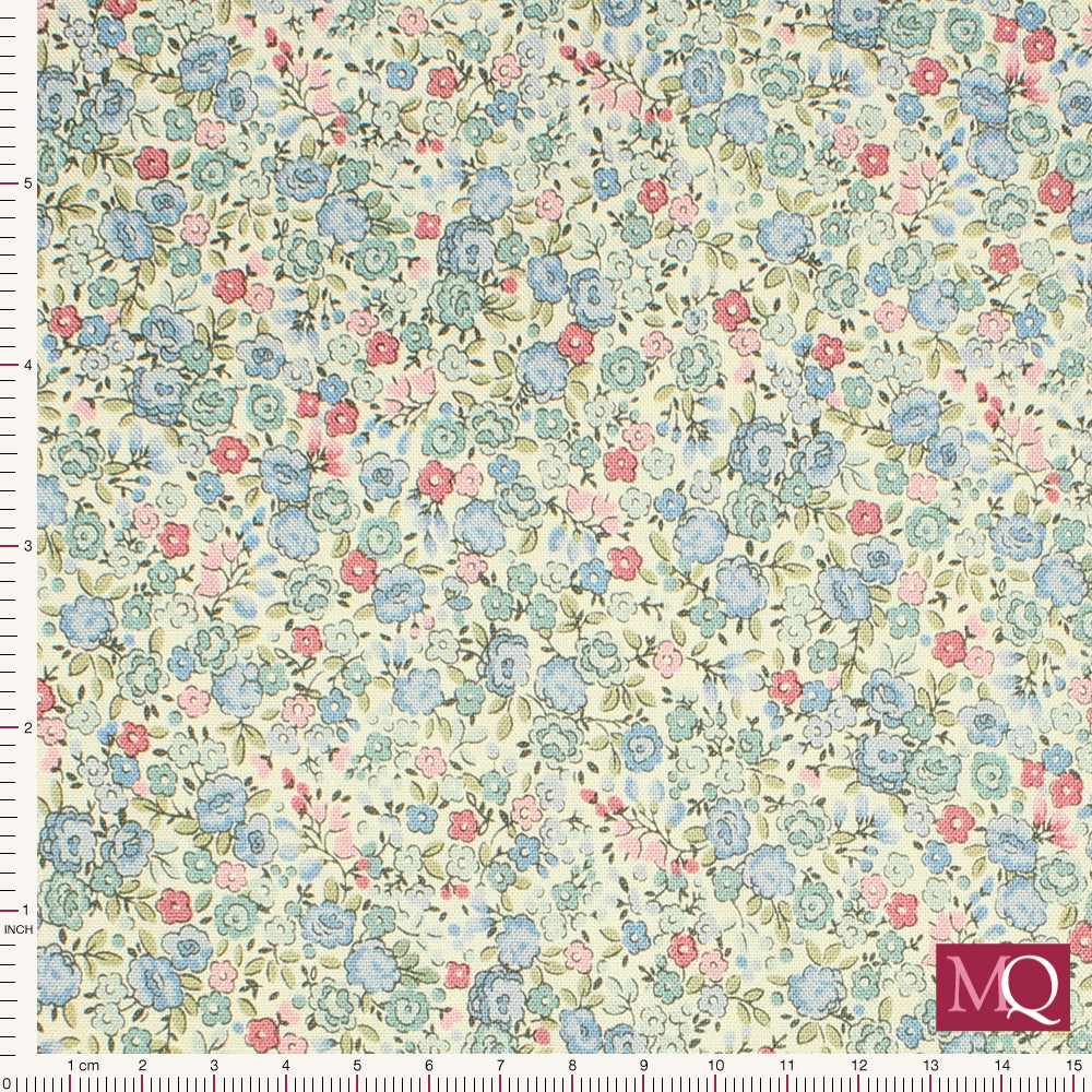 Petite Fleur by Makower - Rose Blue