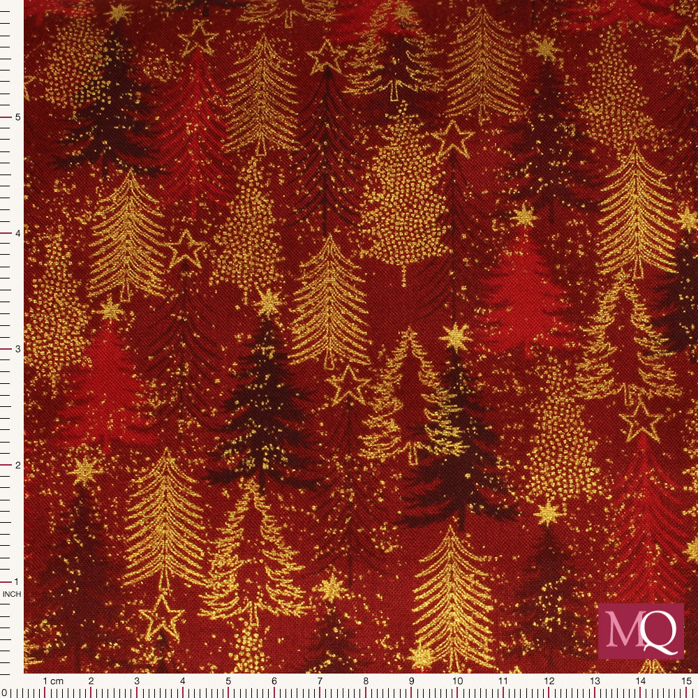 Snow Crystals Red/Gold  by Stof - 4593-401
