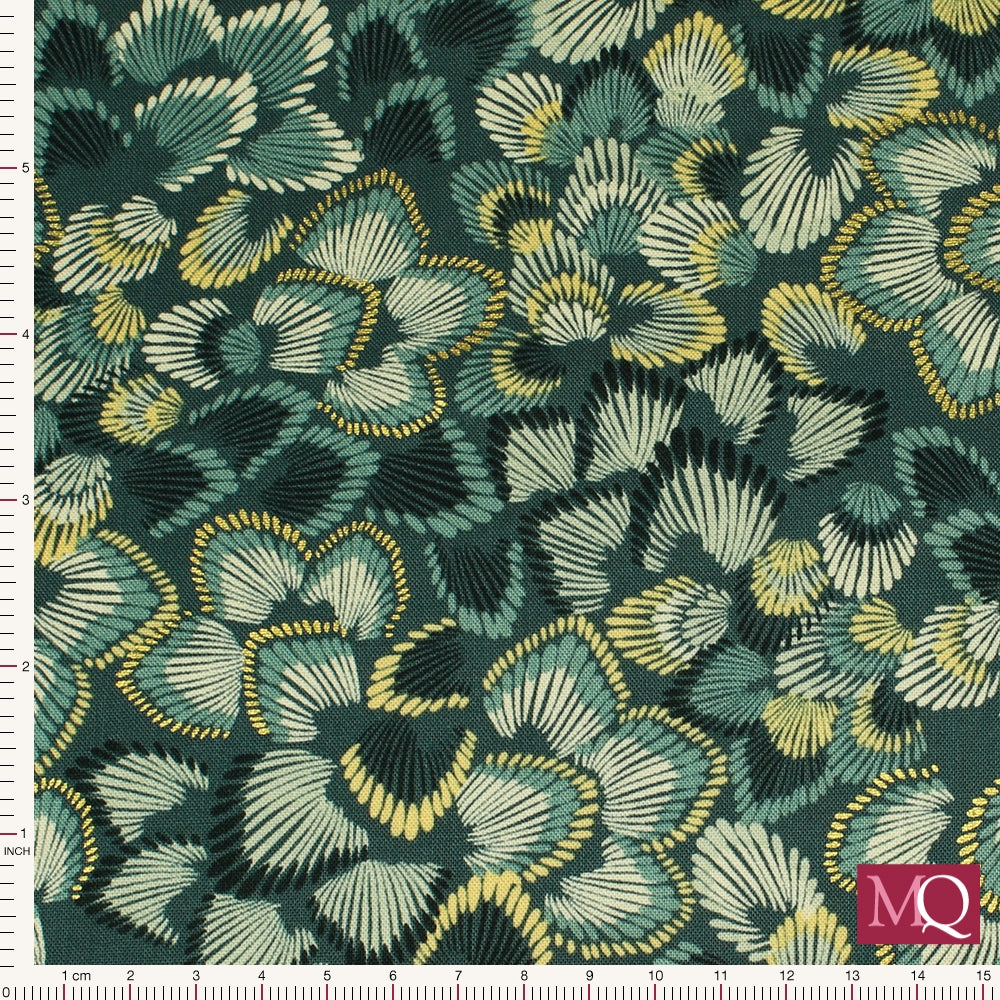 Retro Garden By Benartex – Feathery leaves  Dark Teal