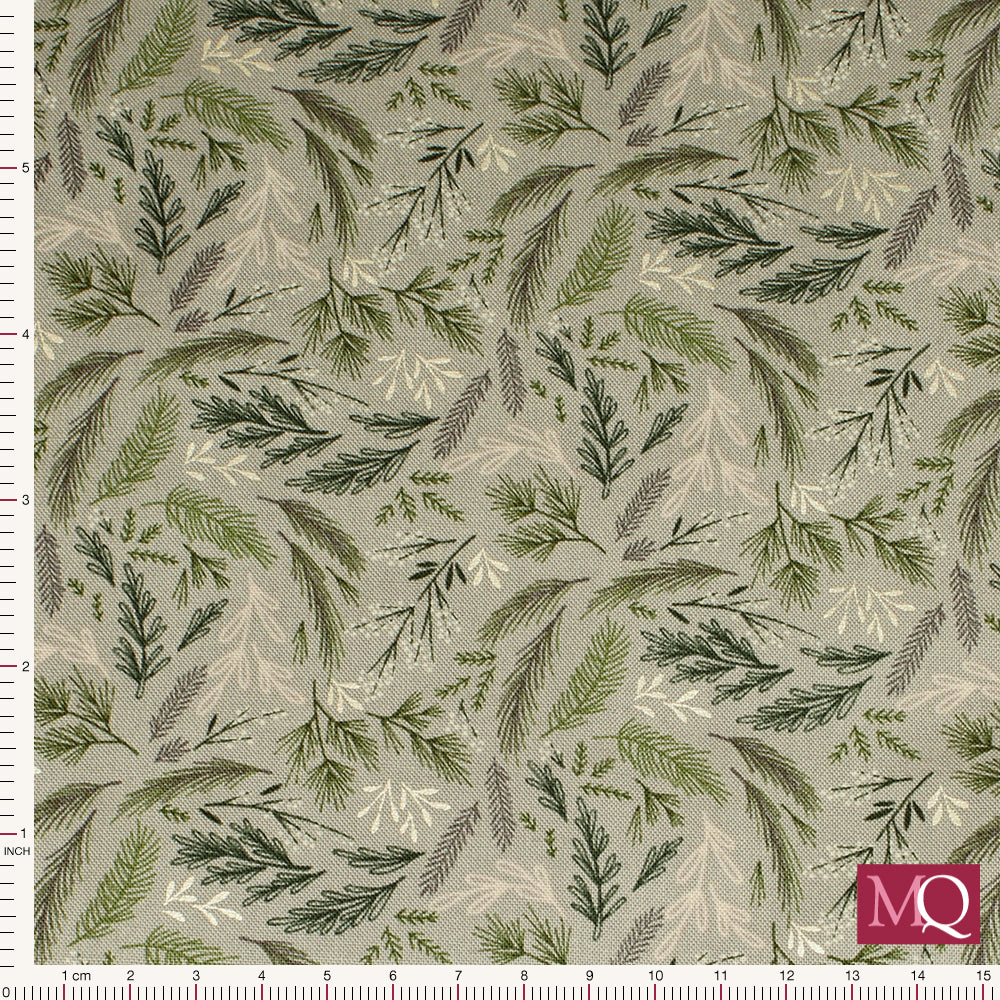 Winter's Garden by Cassandra Connolly for Lewis and Irene - Evergreen (Grey)