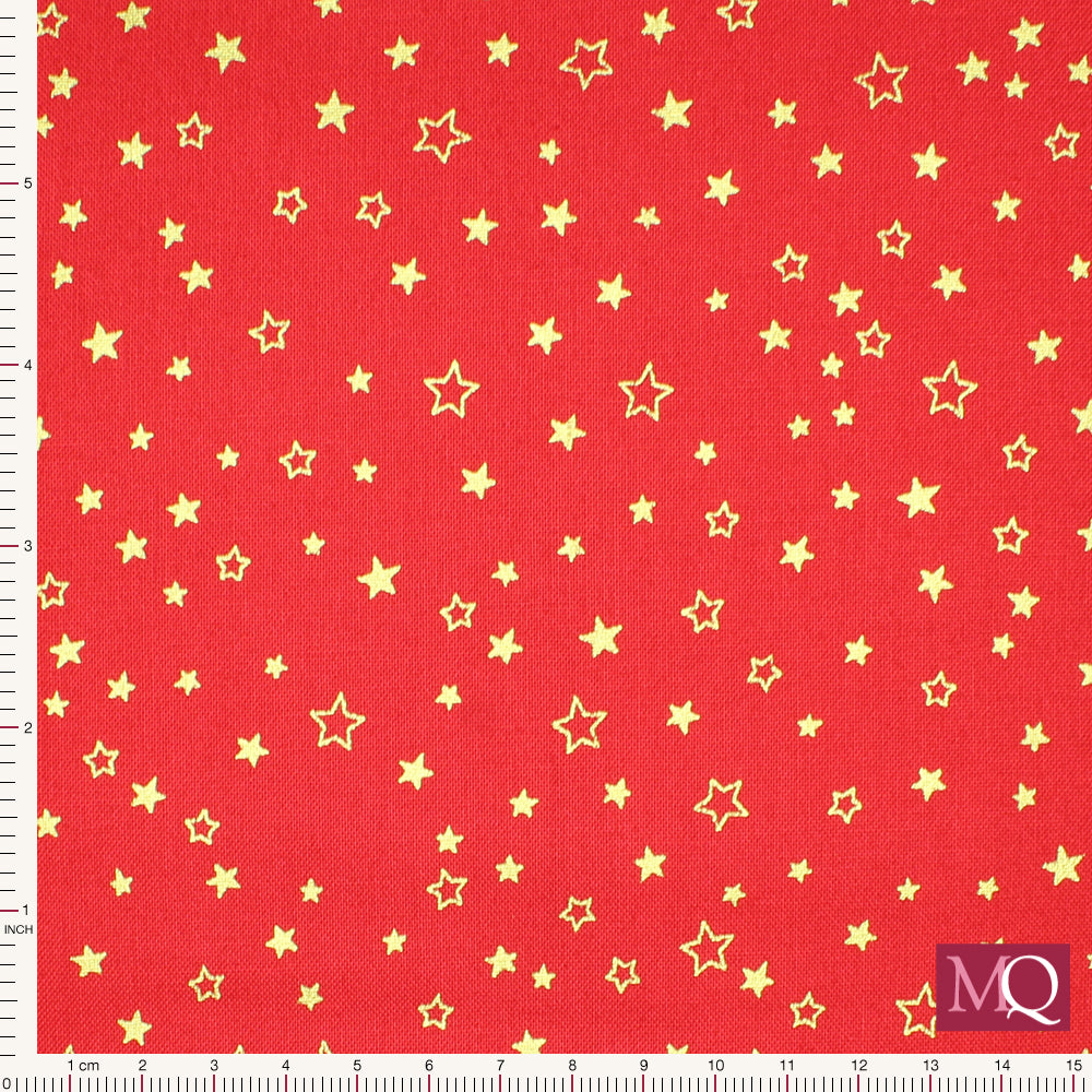 Santa Star  by Makower - Stars - Gold on Red