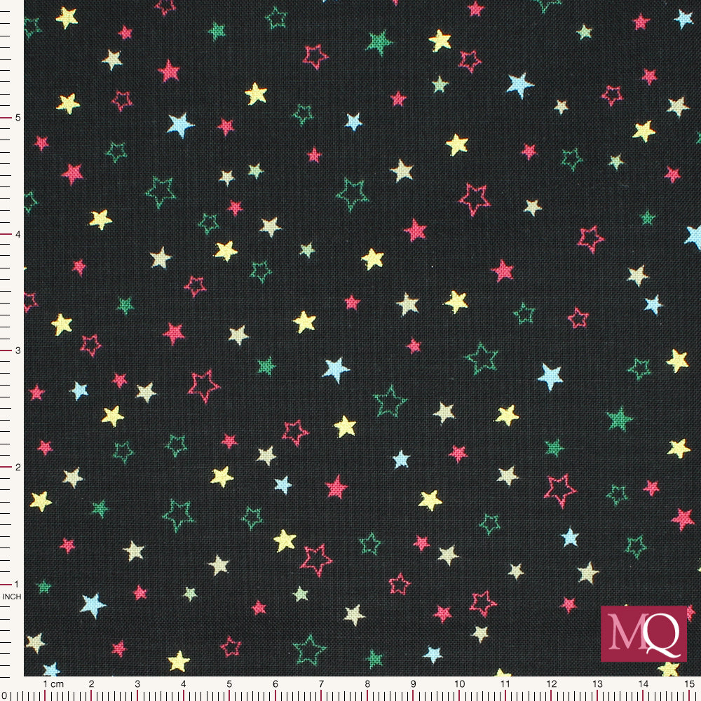 Cosy Christmas Stars   by Makower - Black 2573/X Remnant