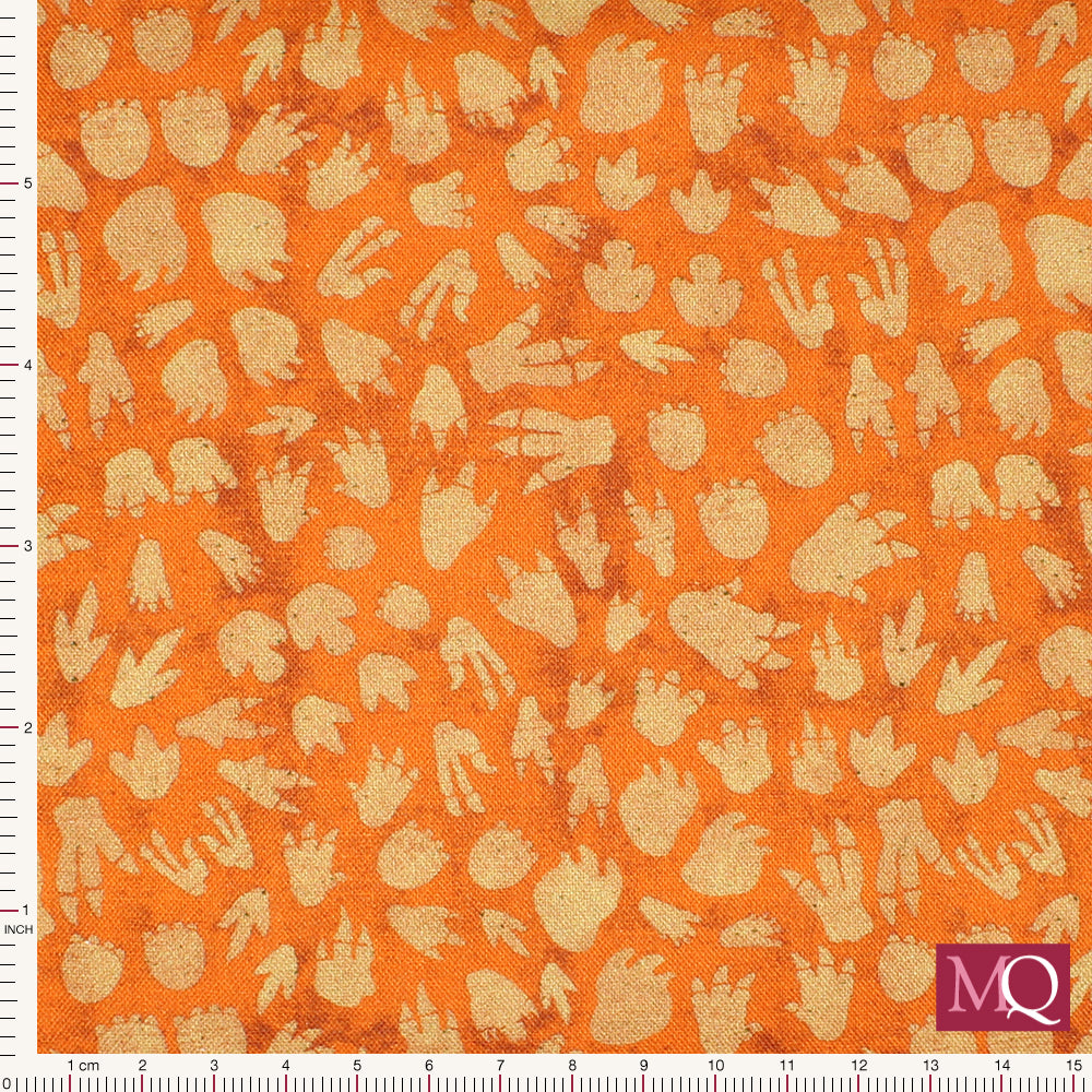 Age of the Dinosaur by Katherine Quinn for Windham Fabrics- Orange Tracks