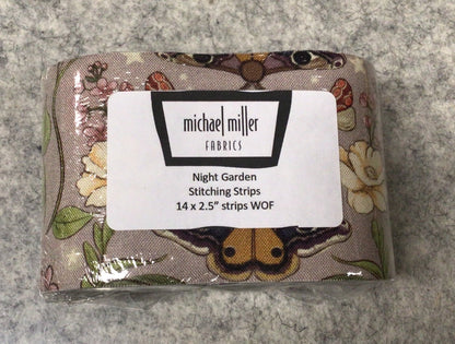 Stitching Strips  - 14 2.5" strips of Night Garden by Michael Miller