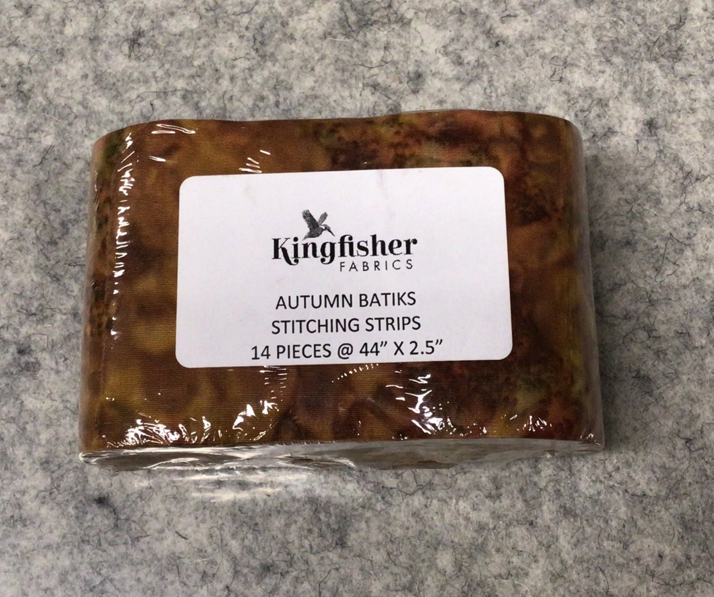 Stitching Strips  - 14 2.5" strips of Kingfisher Stamped Batik Fabrics - Autumn
