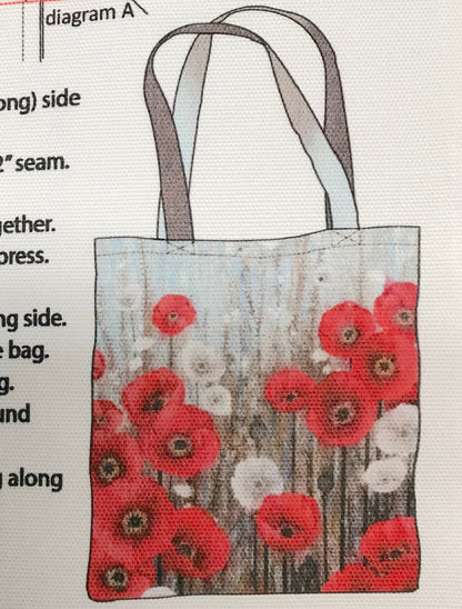 Poppy Meadow Canvas  Tote Bag Panel by Nothcott Studio