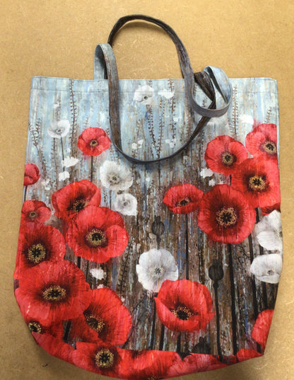Poppy Meadow Canvas  Tote Bag Panel by Nothcott Studio
