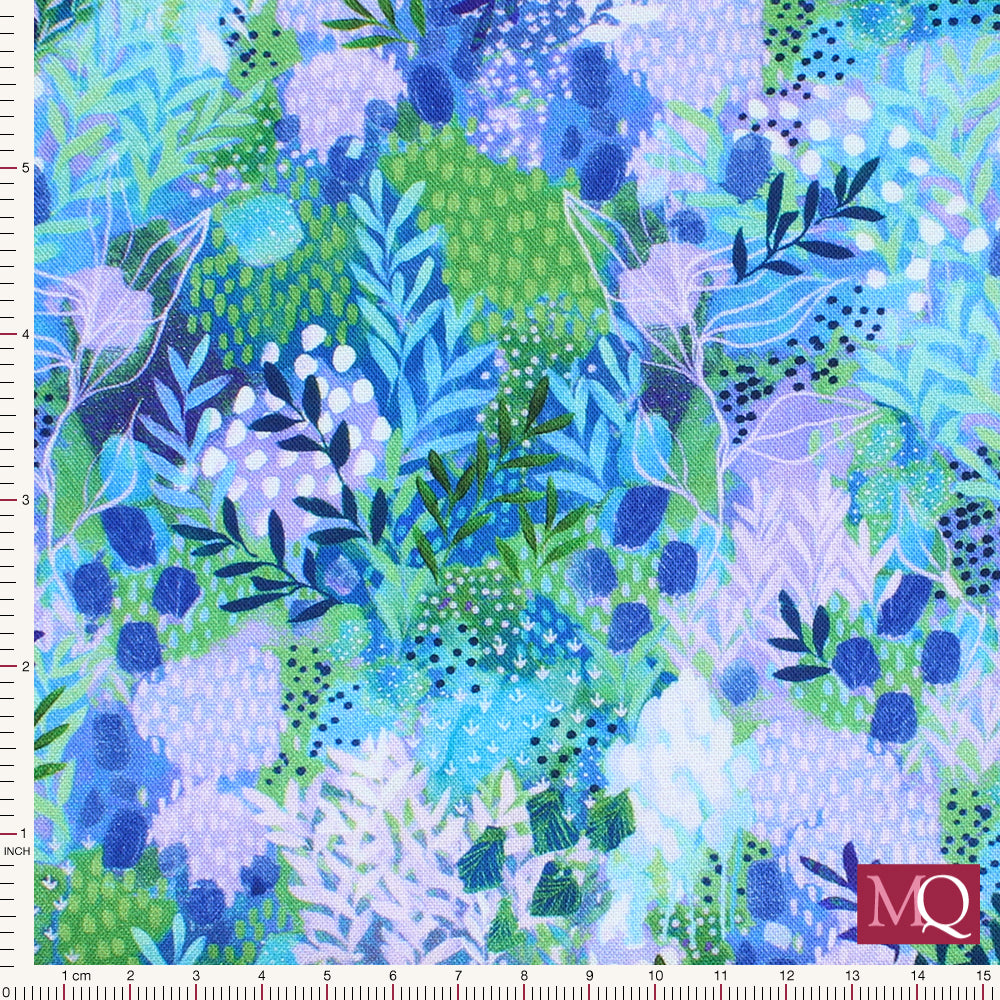 Painterly Trees- by  Clair Bremner for  Robert Kaufman - Azure Remnant