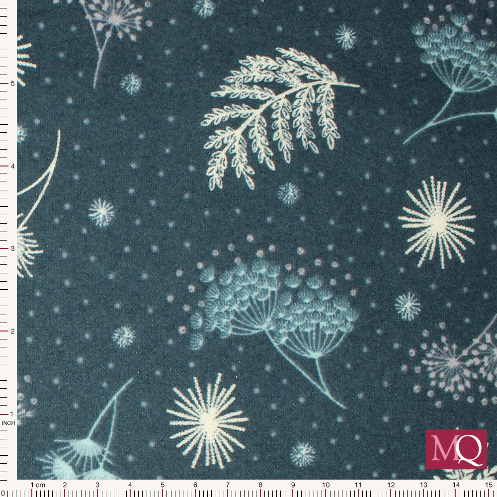 The Secret Winter Garden Flannel from Lewis and Irene - Frosted Garden on Dark Blue