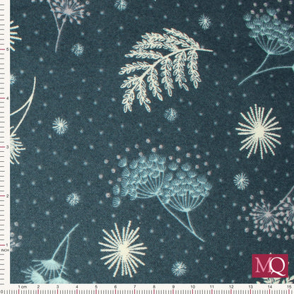 The Secret Winter Garden Flannel from Lewis and Irene - Frosted Garden on Dark Blue