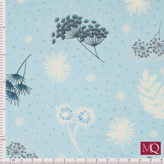 The Secret Winter Garden Flannel from Lewis and Irene - Frosted Garden on Mist Blue