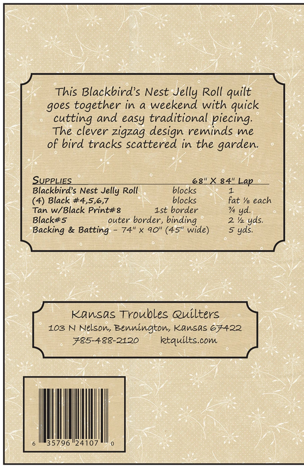 Bird Tracks Pattern by Lynne Hagmeir for  Kansas Troubles