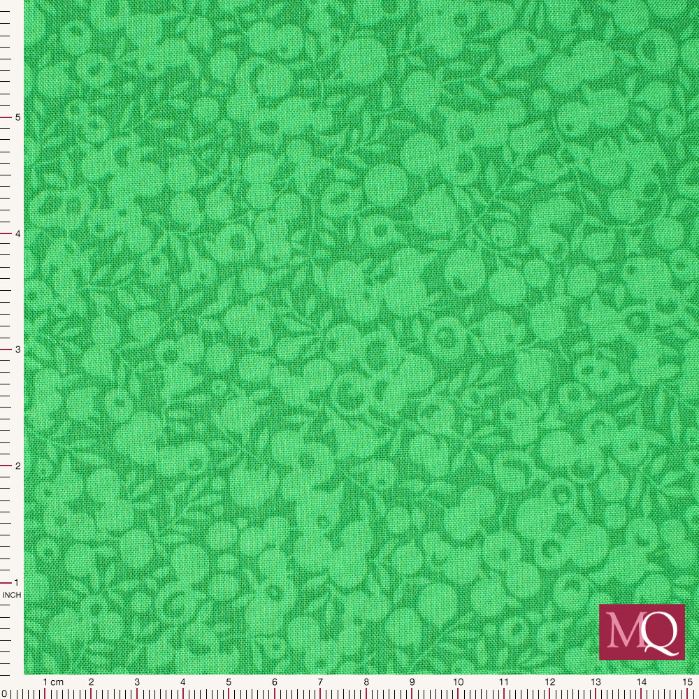 Cotton quilting fabric from Liberty with two tonal design of berries and foliage in green