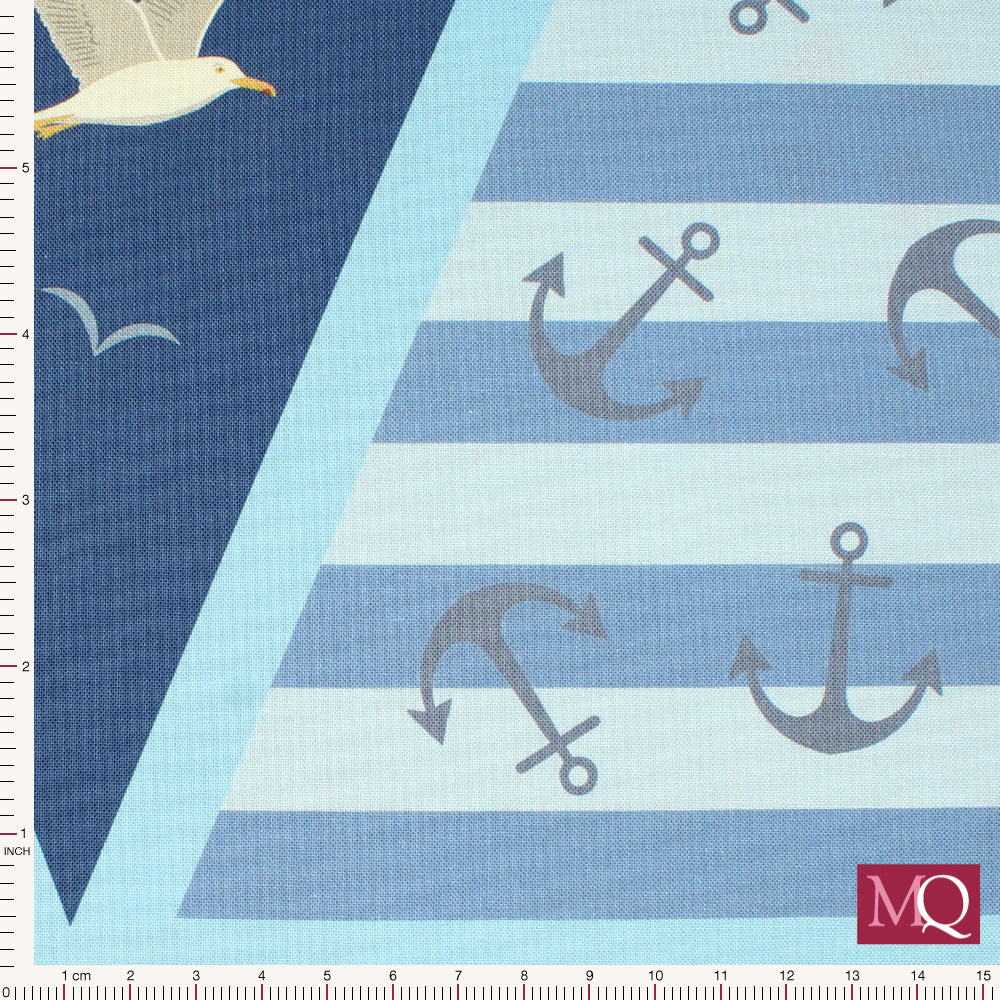 Cotton fabric in pre-printed panel to cut out and make into coastal themed bunting