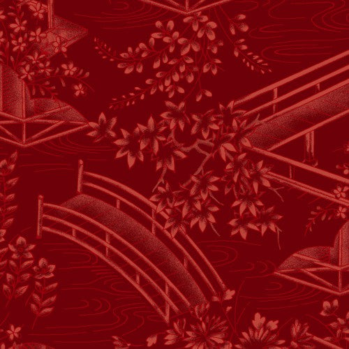 Japanese Garden By Maywood Studio Red-Toile-MAS8083-R  Remnant