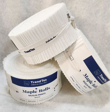 Muslin Prints Maple Roll by Trendtex - White