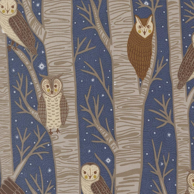 Night Owl by Gingiber for  Moda - Dusk - Blue Night Owl Trees