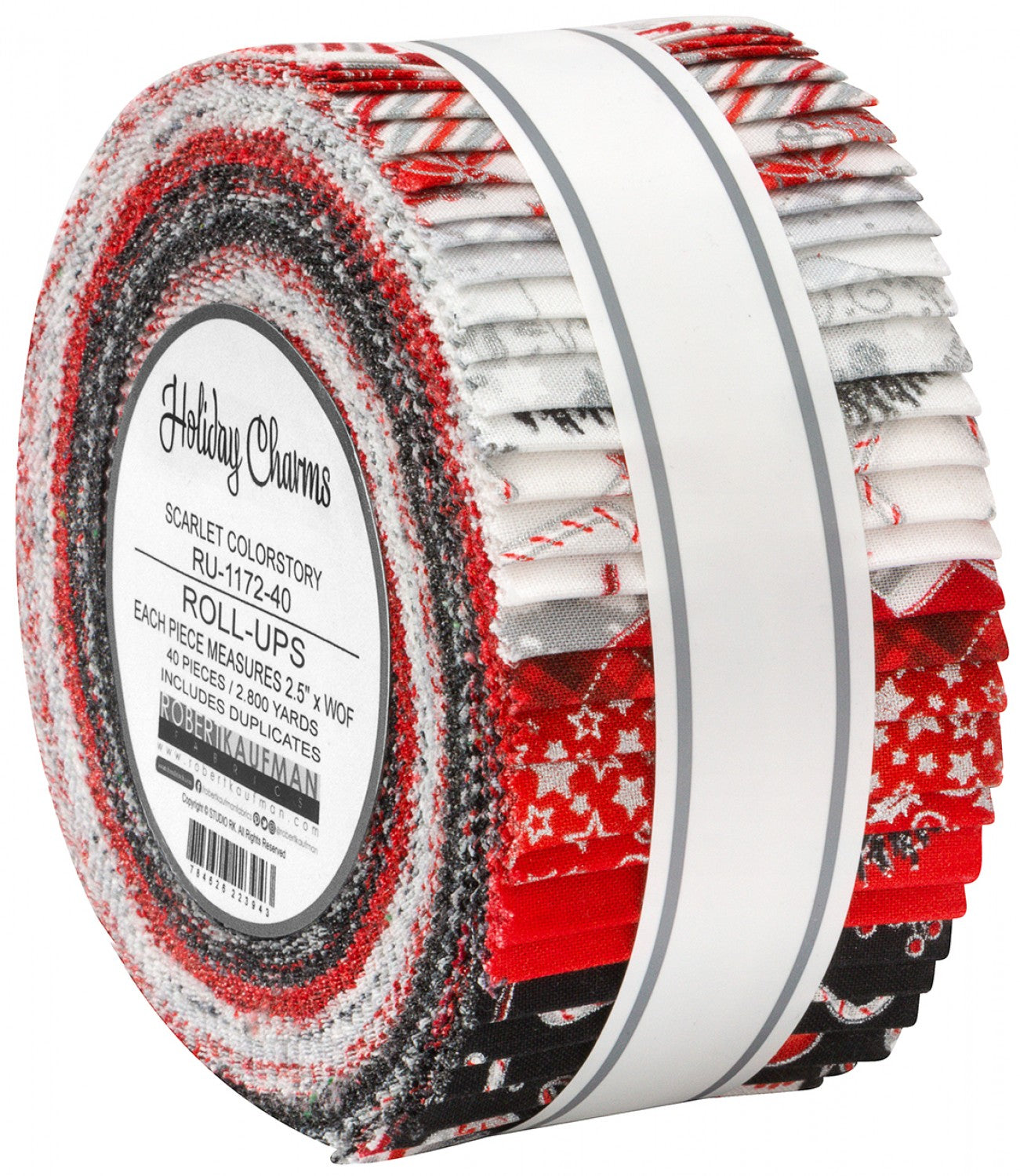 2.5" Roll-Up - Holiday Charms by Robert Kaufman - Scarlet Colorstory