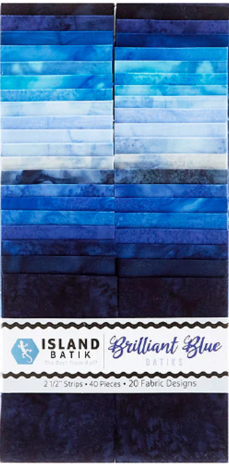 Island Batik - 2.5" strips x 40 -Brilliant Blue