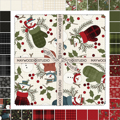 Jolly Holly Flannel -  10" Squares by Bonnie Sullivan for Maywood