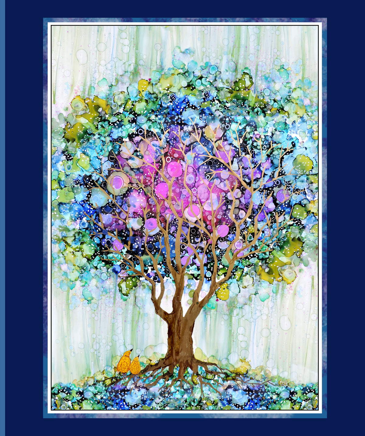 Tree of Life  Panel  by SYLVIE DEMERS  for P&B Textiles - Multi  Panel 36 x 43 Inches