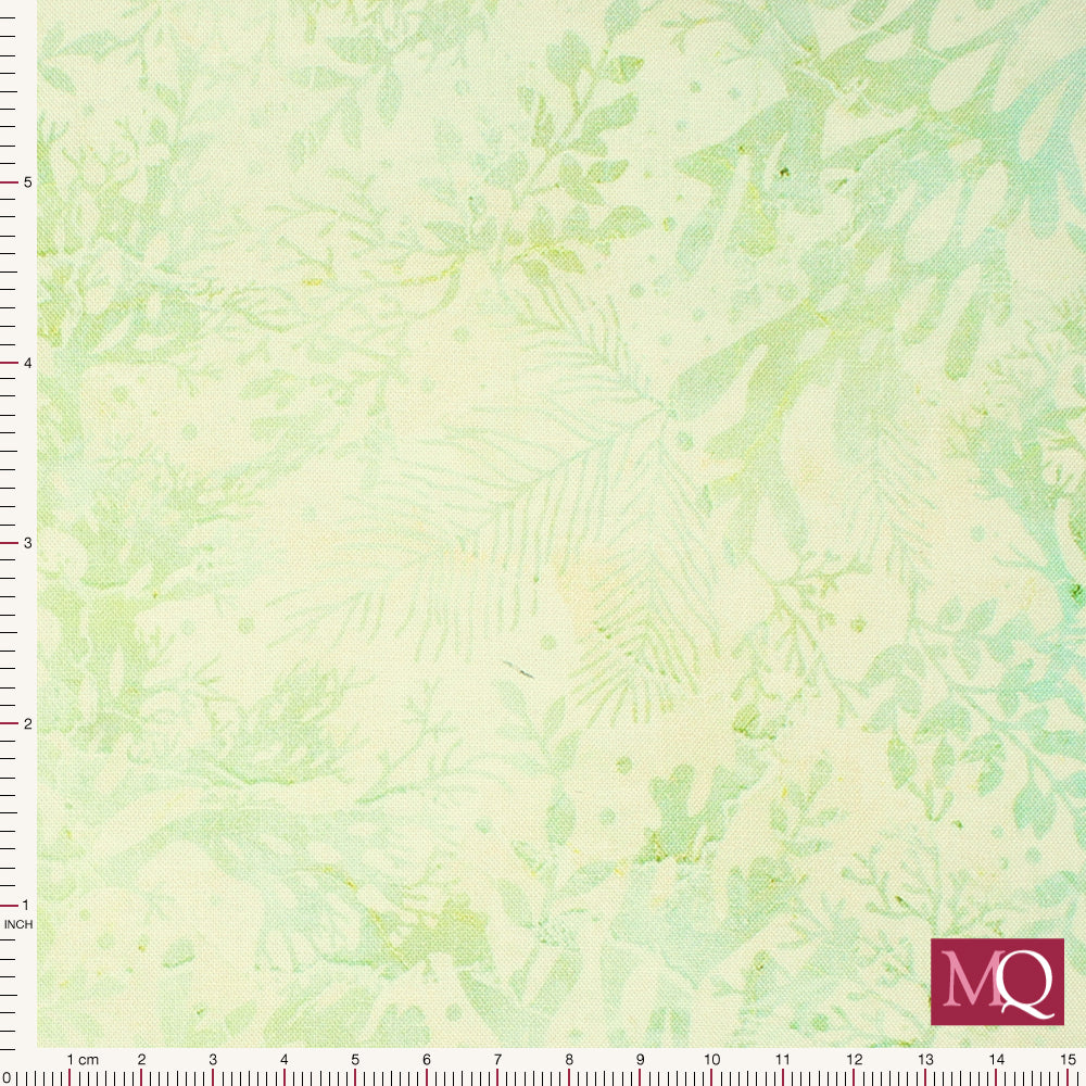 Cotton quilting fabric with pale green tonal sea plants