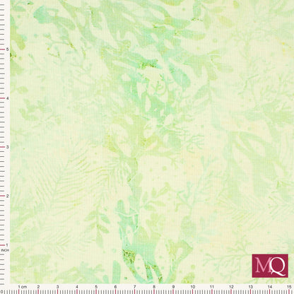 Cotton quilting fabric with pale green tonal sea plants