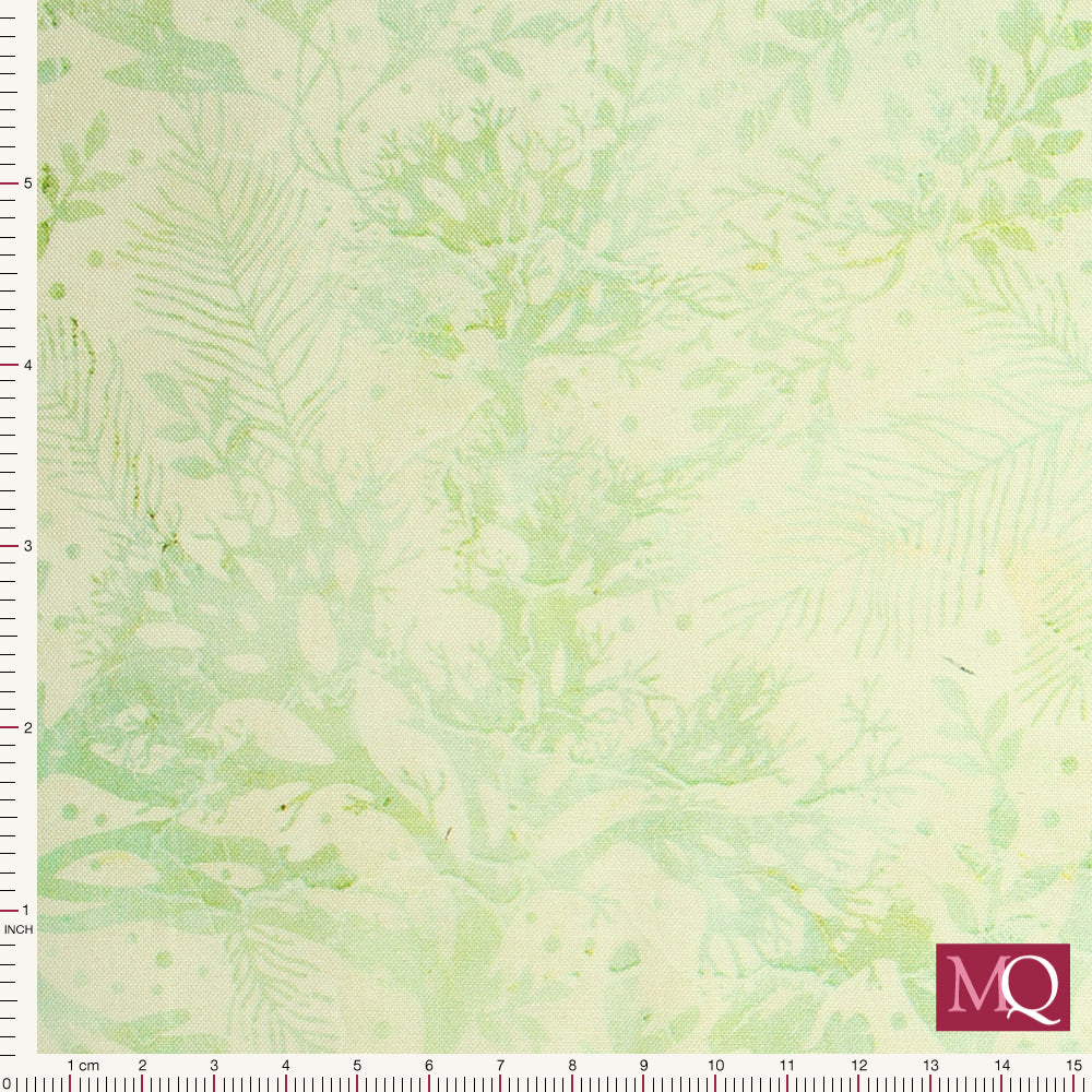 Cotton quilting fabric with pale green tonal sea plants