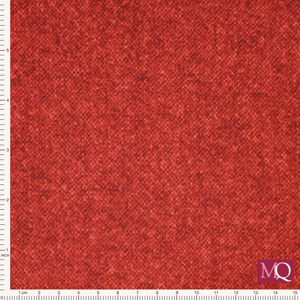 Cotton quilting fabric with flannel effect print in tonal reds