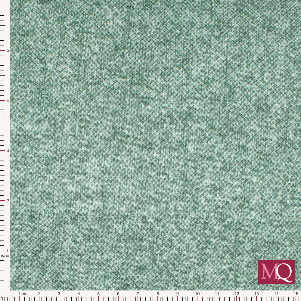 Cotton quilting fabric with textured print that looks like flannel, in tonal turquoises