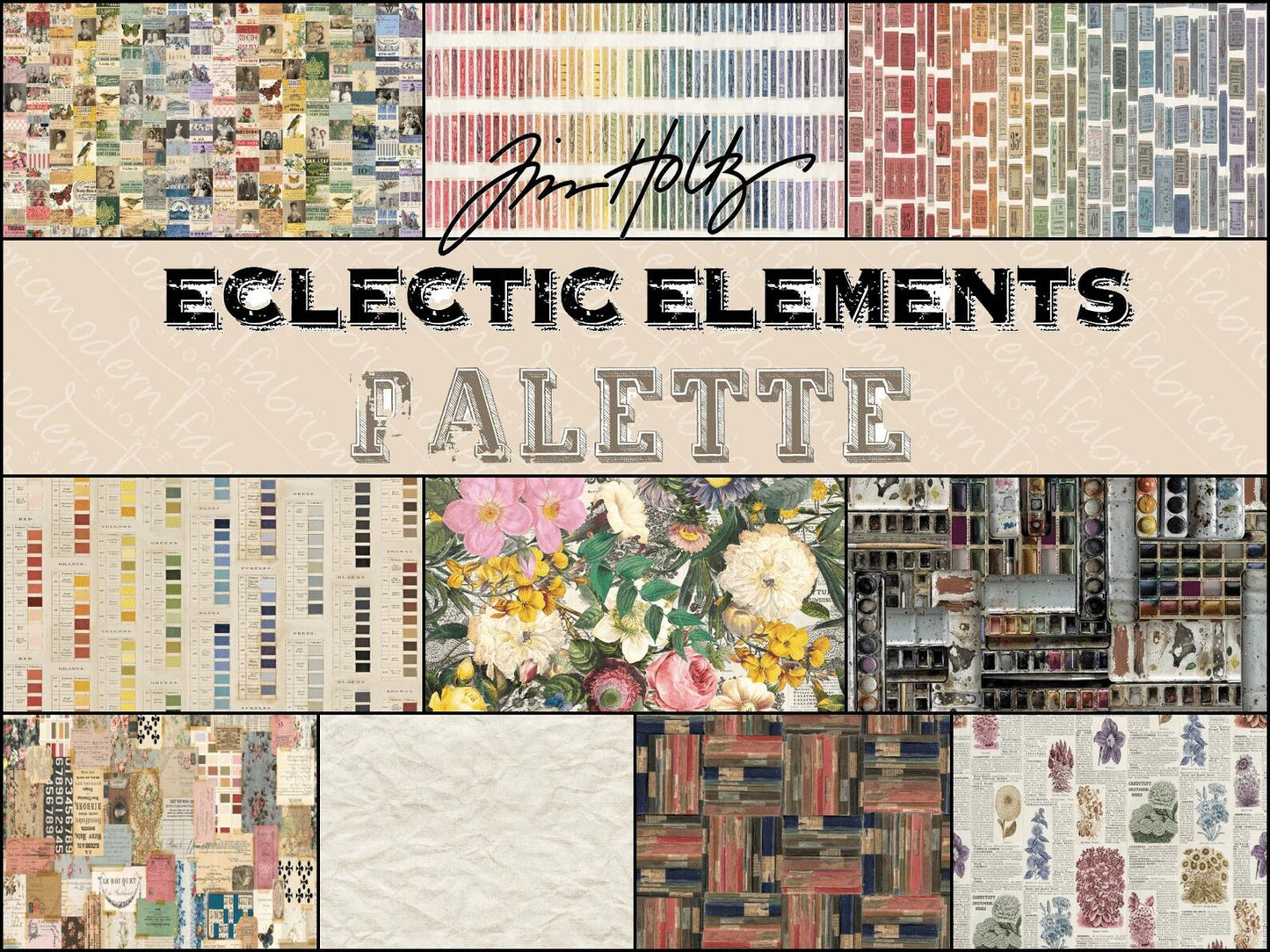 Fat Quarter Bundle - Tim Holtz Eclectic Elements - Multi 10pcs
