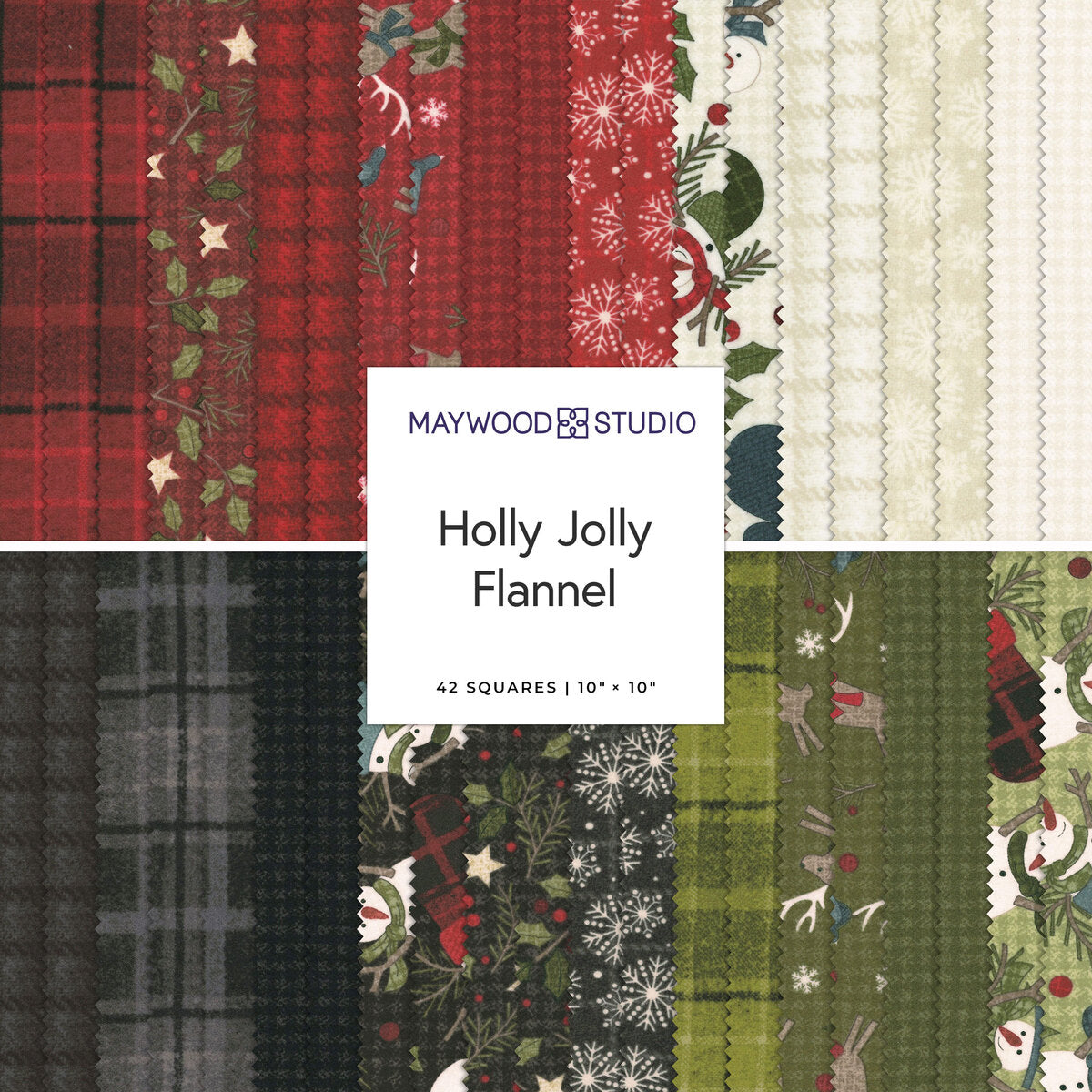 Jolly Holly Flannel -  10" Squares by Bonnie Sullivan for Maywood
