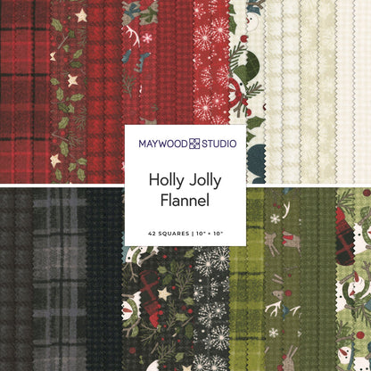 Jolly Holly Flannel -  10" Squares by Bonnie Sullivan for Maywood