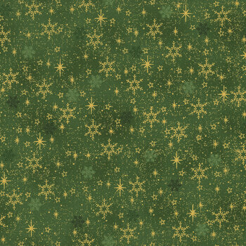 Snow Crystals Light Green/Gold   by Stof - 4593-812