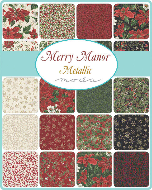 Merry Manor  Metallic 10" Layer Cake - by  Moda - 42pcs