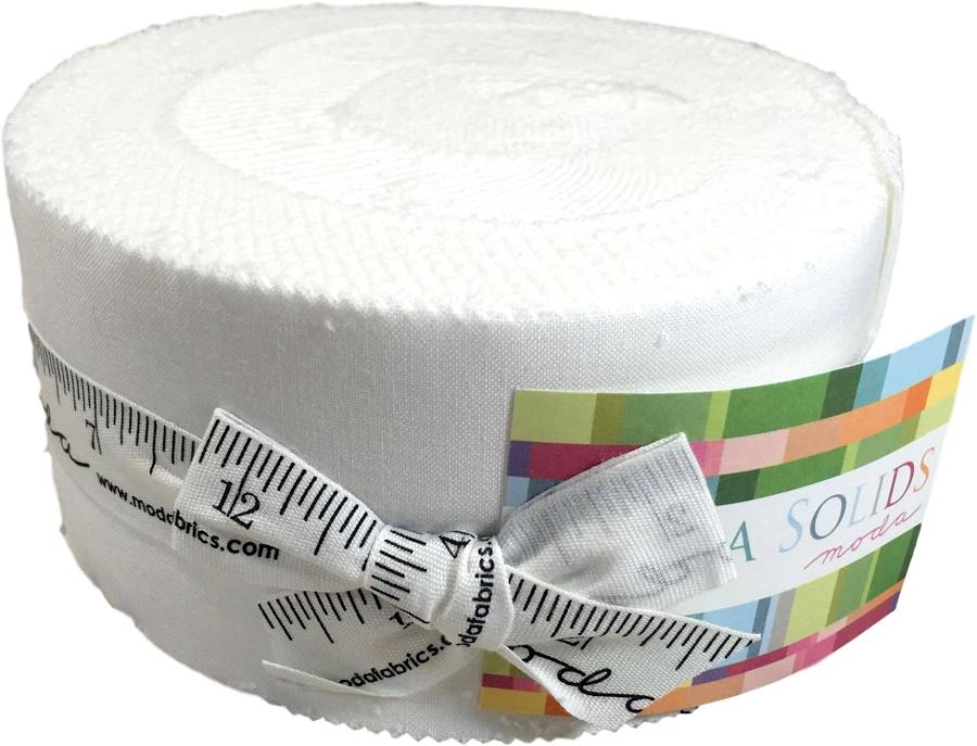 Bella Solids Jelly Roll - by Moda - White