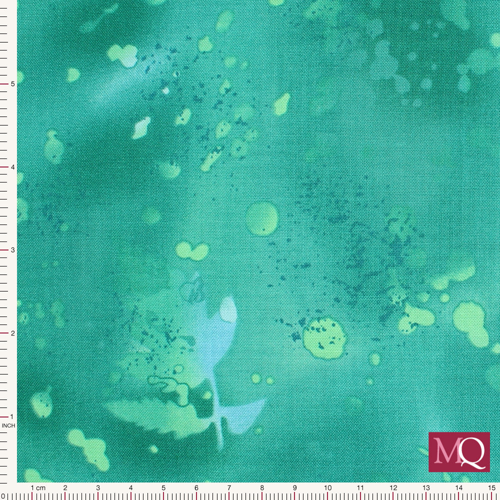 Cotton quilting fabric with turquoise wax resist effect in a bright turquoise colour