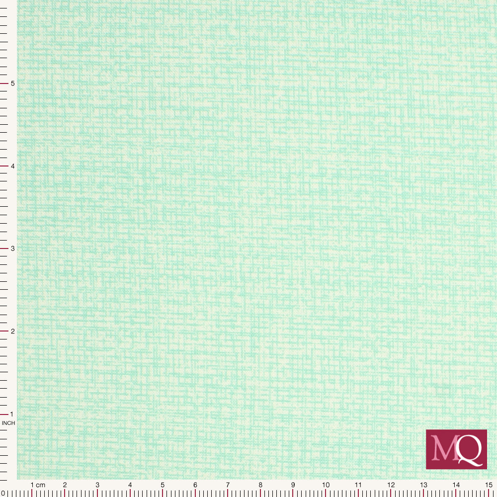 Cotton quilting fabric with light turquoise woven printed pattern