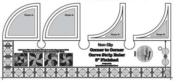 Non-Slip Corner to Corner Curve Strip Ruler 3" Finished designed by Lynne Edwards and Rachel Cross