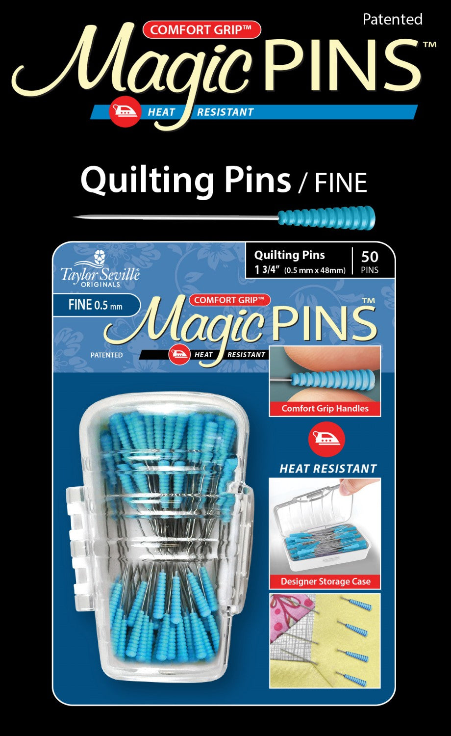 Magic Pins by Taylor Seville - Quilting Pins Fine  (0.5mm x 48mm)