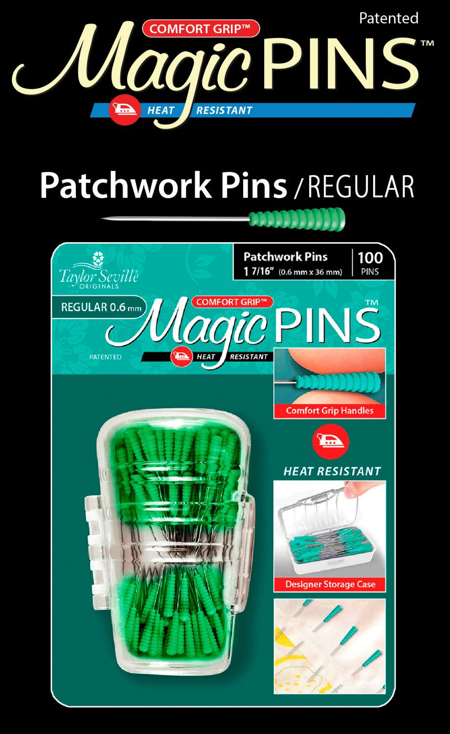 Magic Pins by Taylor Seville - Patchwork Regular  (0.6mm x 36mm)