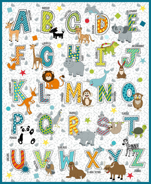 Panel - A to Zoo by Blank Quilting Corp - Multi Alphabet