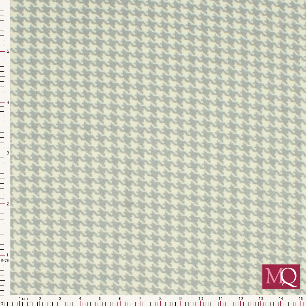 Cosy cotton flannel quilting fabric in tonal grey houndstooth print