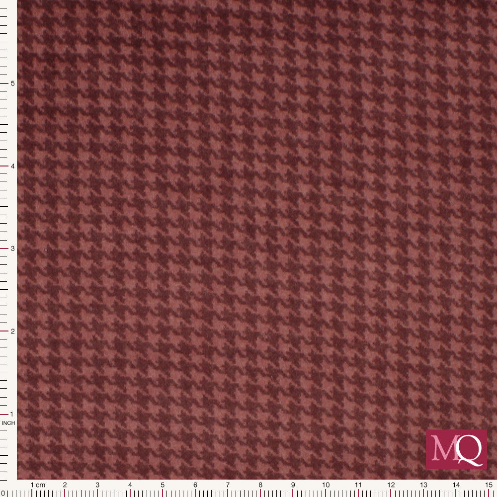 Cotton quilting flannel fabric in soft tonal mulberry houndstooth print