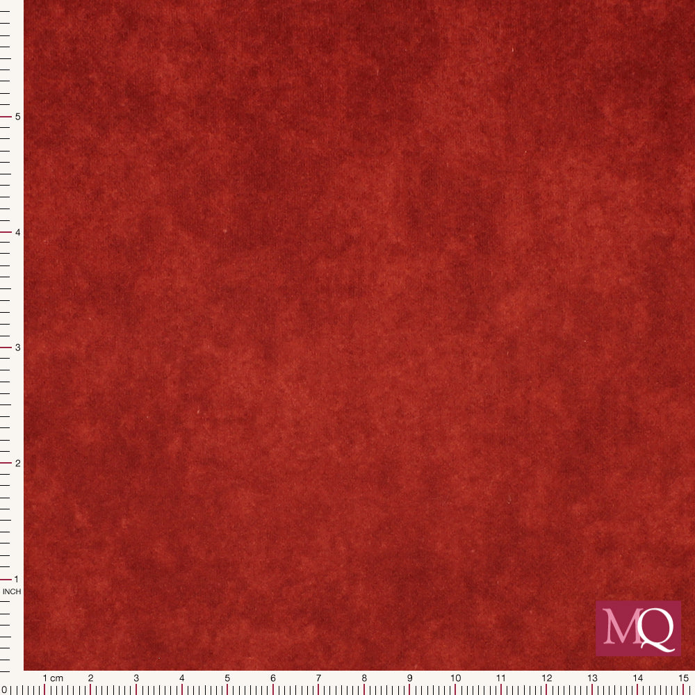 Cotton quilting fabric with brushed cotton texture in mottled red